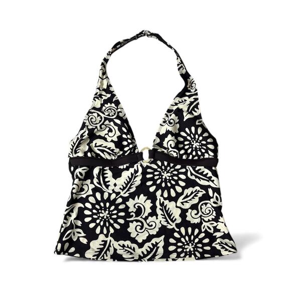 Apt 9 Vintage retro halter top with bohochic circle accent & floral cream print - Picture 3 of 6